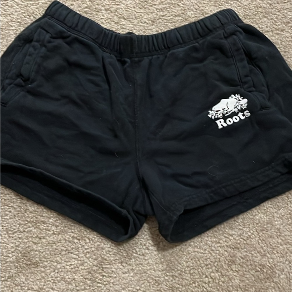 Roots Black Shorts with White Logo